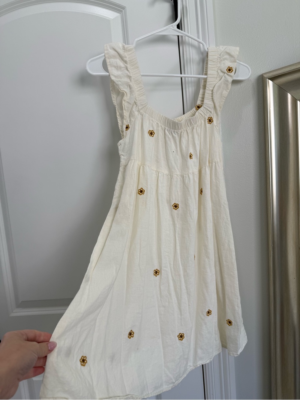 Wild fable Cream Sundress with Brown Floral Embroidery